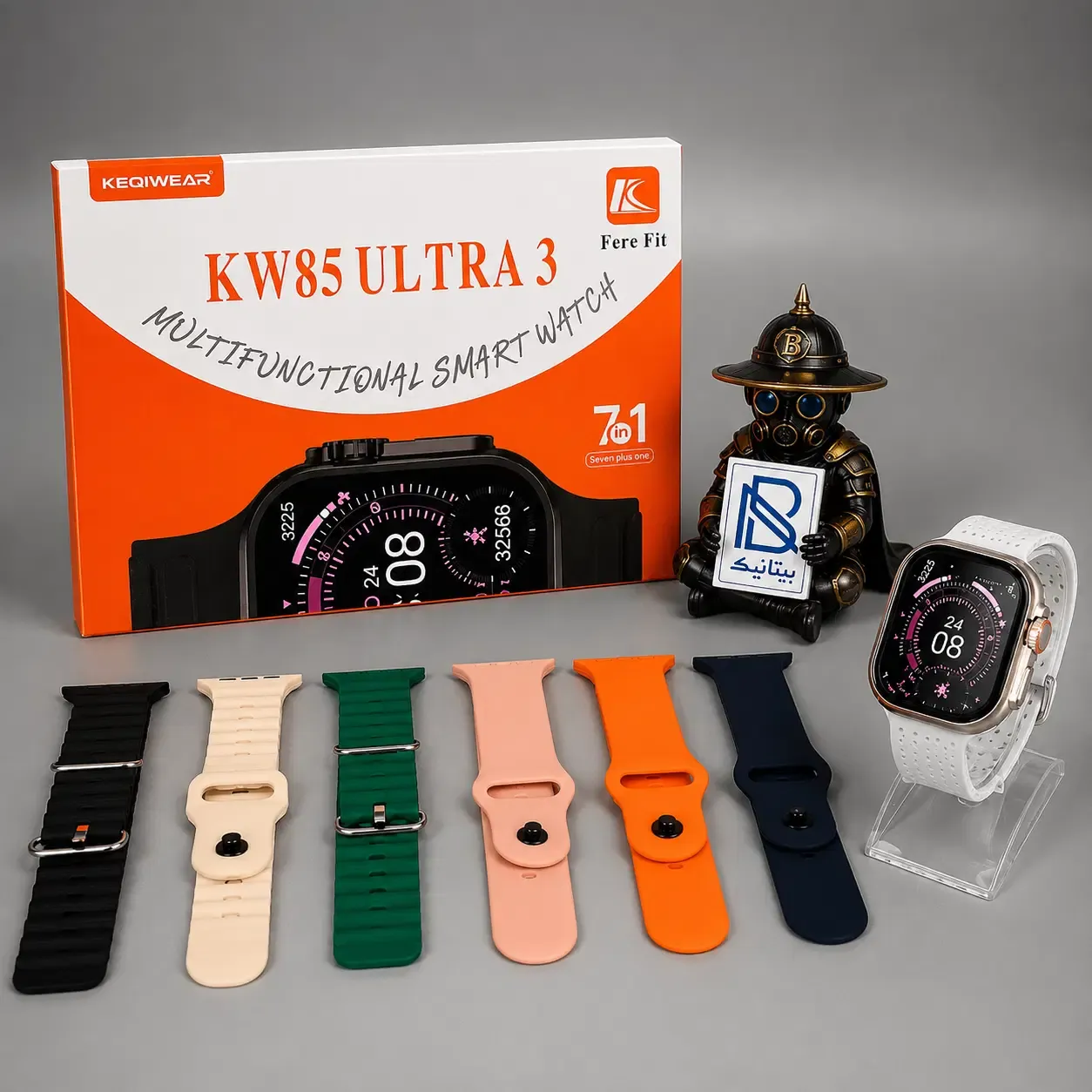 Original- Keqiwear KW85 Ultra 3 Multifunctional Smart Watch with 7 Straps Combo 2