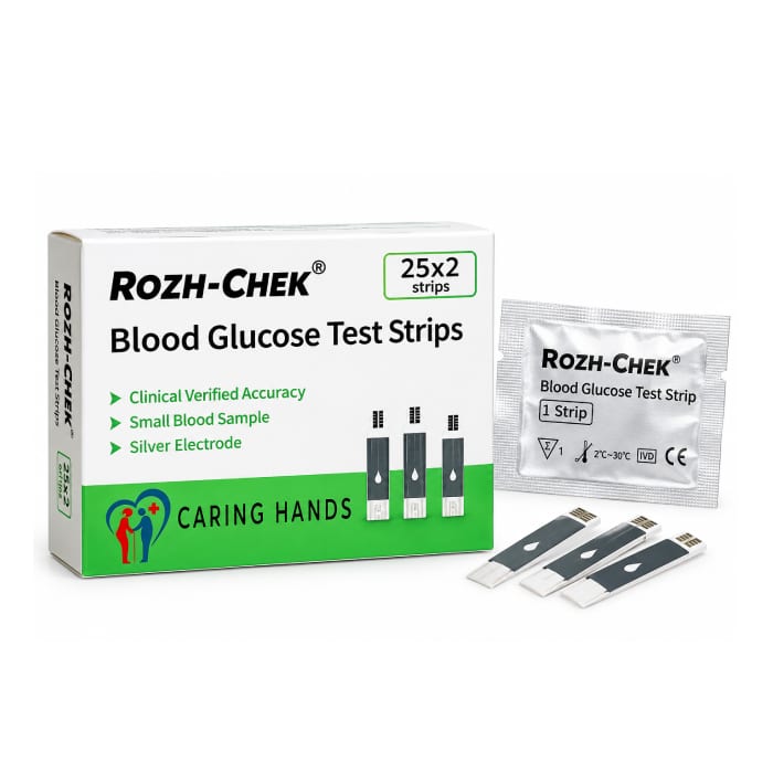 ROZH-CHEK Blood Glucose Test Strips (50 Strips Pack - 25x2)