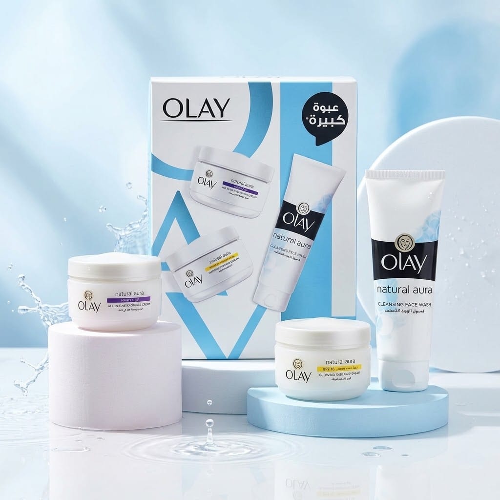 Olay Natural Aura 3-in-1 Complete Radiance Skin Care Combo Pack (Day Cream + Night Cream + Cleansing Face Wash)